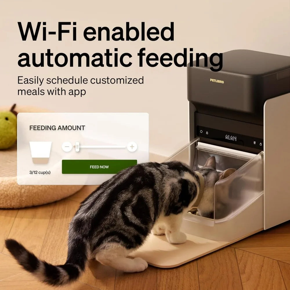 Upgraded RFID Automatic Cat Feeder, 5G Wi-Fi Automatic Pet Feeder, 3L Auto Cat Feeder App Control with Light Collar Tag, Tag Ac