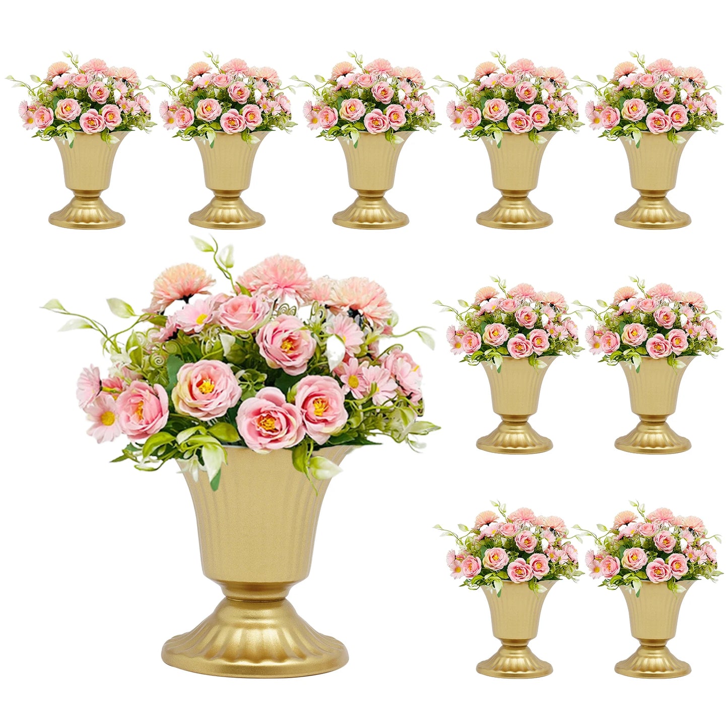 10 Pcs Gold Wedding Froral Vases Flower Holder Pot Planter for Tables Centerpieces  Party Decoration 5.9Inch/3.3inch