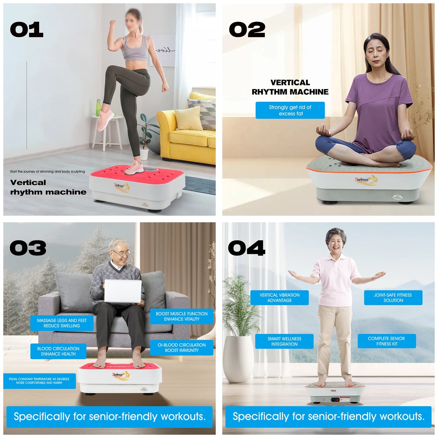 Vertical Vibration Plate Seniors & Teens Silicone Surface Magnetic Heating Fitness Home Efficient Resonance Fitness Machine